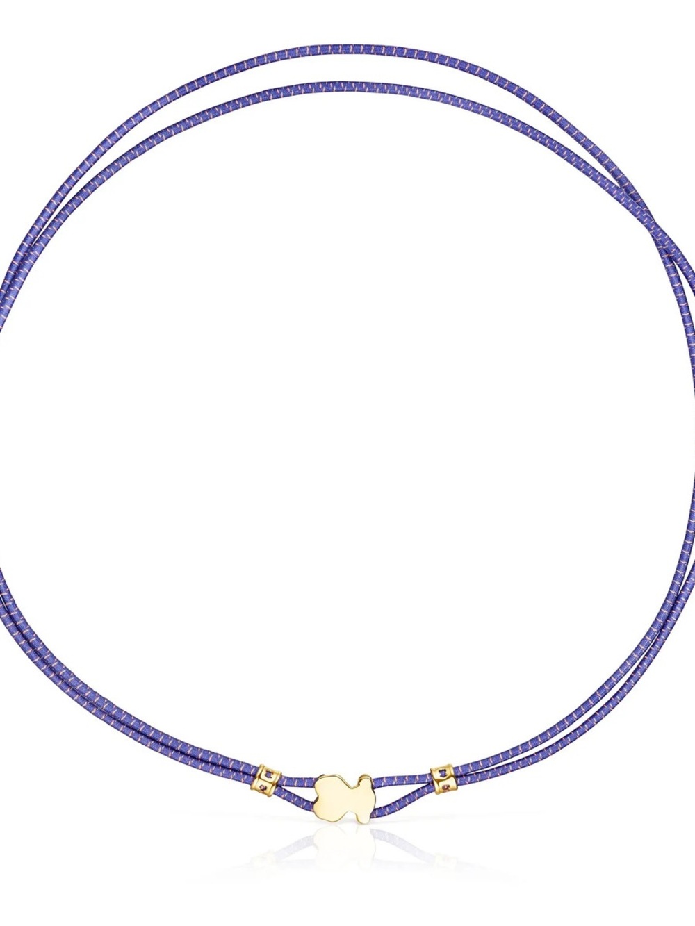 TOUS Purple Cord Clover Necklace with Gold Accent elastic